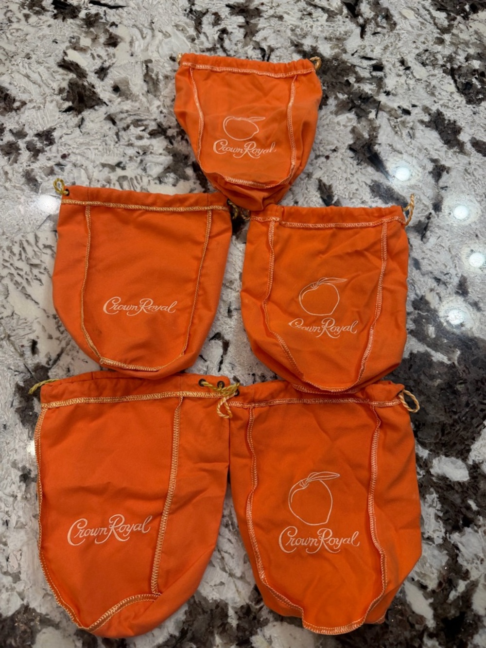 Crown Royal Peach Drawstring Bags - Set of 5